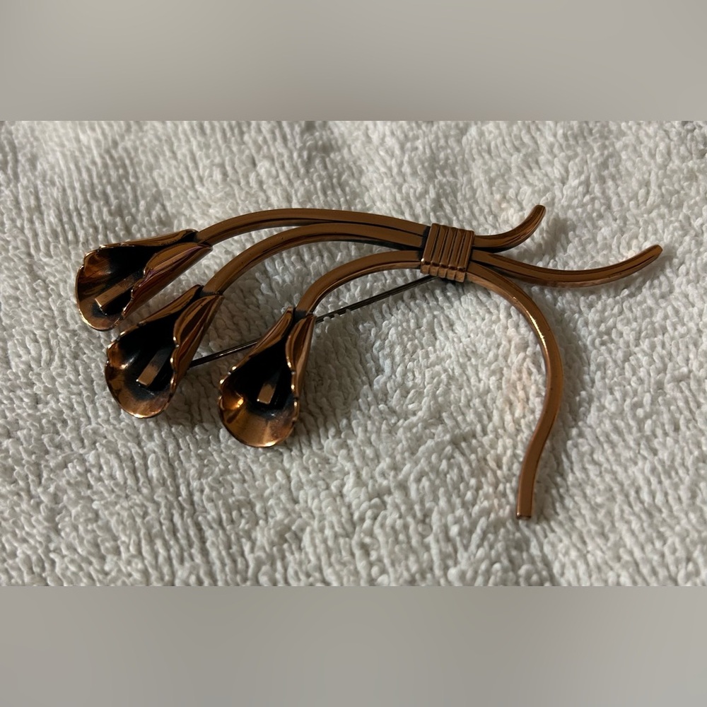 Elegant Renoir Copper Calla Lily Brooch vintage 1950s
